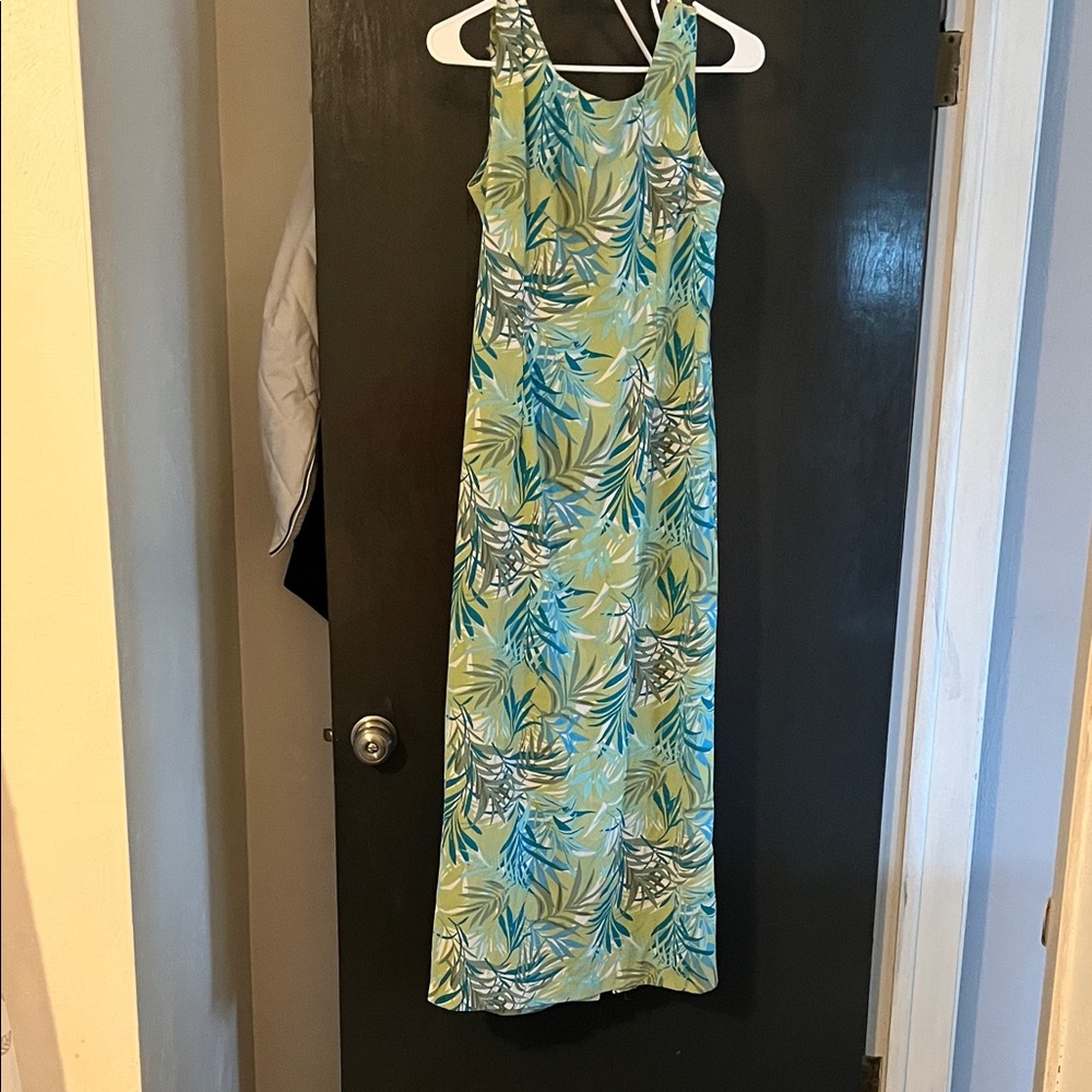 Old Navy Green and Teal Tropical Print Maxi Dress